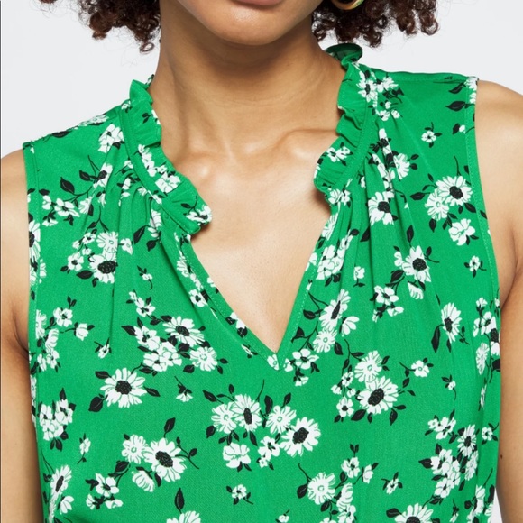 Worn once Market & Spruce Green Floral Jeanie Ruffle Detail Dress - Picture 3 of 8
